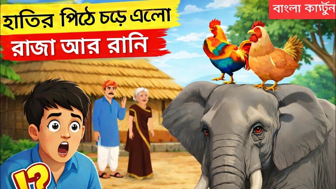 হাতির পিঠে চড়ে এলো রাজা আর রানি Bangla cartoon moral story in Bangla  rupkothar golpo mojar cartoon