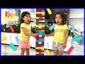 Emma and Kate Pretend play with Giant Jenga Color Blocks Toys!!!