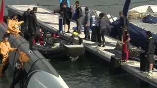 Dublin Dun Laoghaire MOD70 Spindrift Returns to Port and Righted. (French)