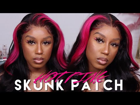 HOW TO: HOT PINK STRIPE SKUNK PATCH| ASHIMARY HAIR