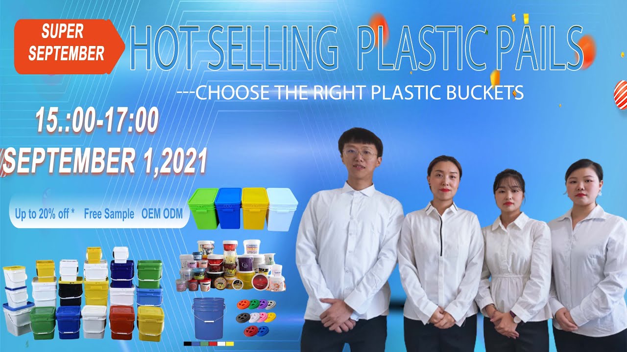 20% OFF FREE Sample Square/Rectangle/Round Plastic Buckets Pails