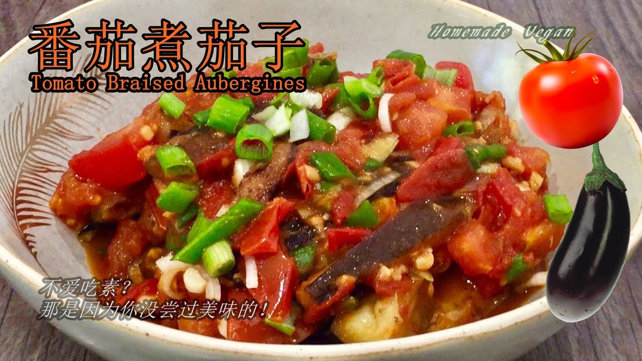 《番茄煮茄子 Tomato Braised Aubergine》茄子加2个番茄，没想到味道这么好，鲜香下饭，出锅汁都吃光光！美味开胃，太香了！
