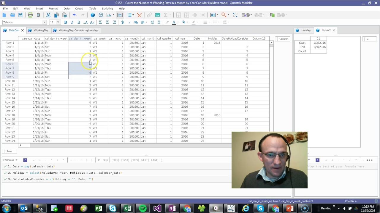 Learn Quantrix Modeler Count The Number Of Working Days Between Two 