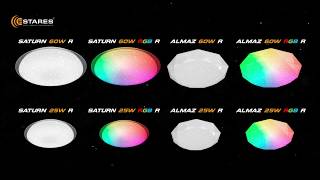 2019 года SATURN ALMAZ RGB 25W и 60W светодиодные светильники с пультом Estares обзор новинок!