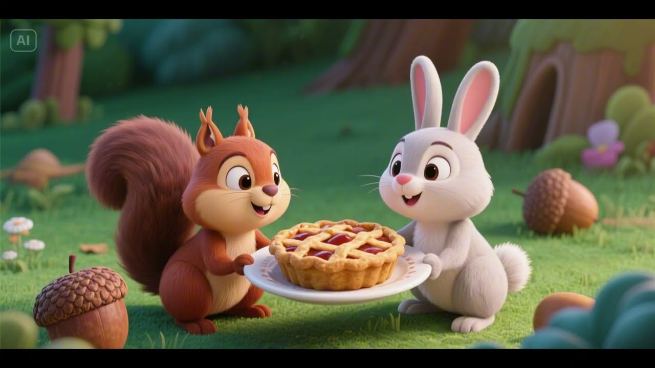 Bunny and Squirrel Share Acorn Pie | Sharing & Friendship Song for Kids | Nursery Rhymes 🎶