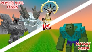 Mowzies Mobs Bosses VS Mutant Zombie | Minecraft Bedrock Mob Battle | Epic Mob Fight