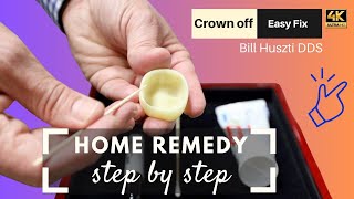 Temporary Crown Off (No Dentist/Easy steps)  home solution w/ Dr Huszti dental emergency solved ✅