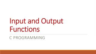 Chapter 3   Input and Output