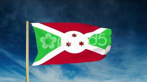 Burundi Flag Slider Style. Waving In The Wind With Cloud Background Animation