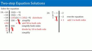 Solve two step equation worksheet solution