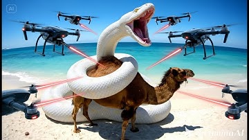 Rescue camel from giant python