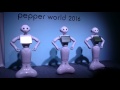 Pepper of 3 humanoid robots dance and sing.