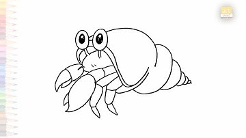 Hermit crab drawing | Art tutorials easy | How to draw A Hermit crab step by step | #artjanag