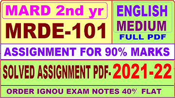 MARD 2nd year - MRDE-1 solved assignment 2021-22 / mrde 101 solved assignment in English