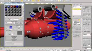 3ds Max Animated Gun Turret - 004 controllers materials mr keyshot