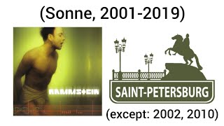 The Rammstein song: sonne, in one video, live in Saint-Petersburg (2001-2019, except: 2002-2010) Resimi