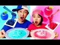 Mukbang Pink Food VS Blue Food Challenge Eating natto and Curry