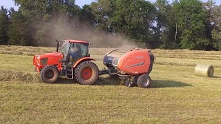 Baling Hay 2025 - Kubota M6-111 Pulling a 4580 Baler