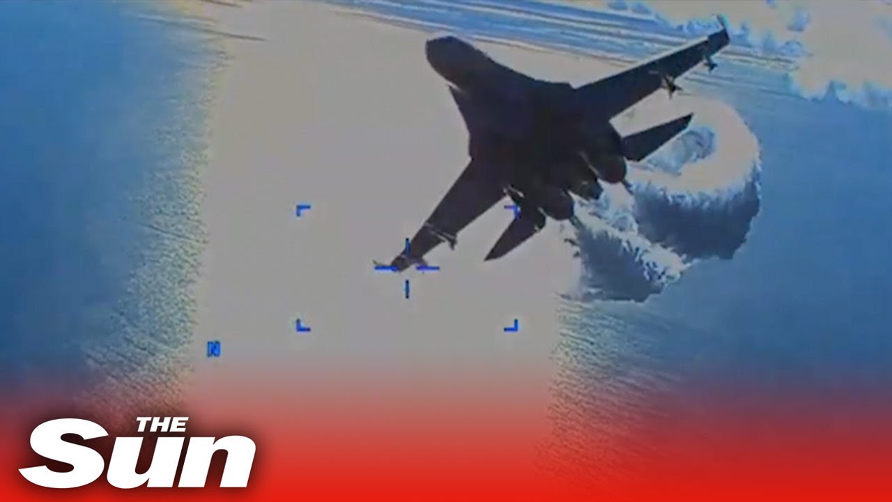 U.S Air Force footage shows Russian fighter jet crashing into U.S drone over Black Sea