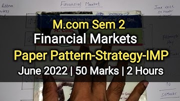 Financial Markets | Paper Pattern-Strategy-IMP | M.com Sem 2 | June 2022