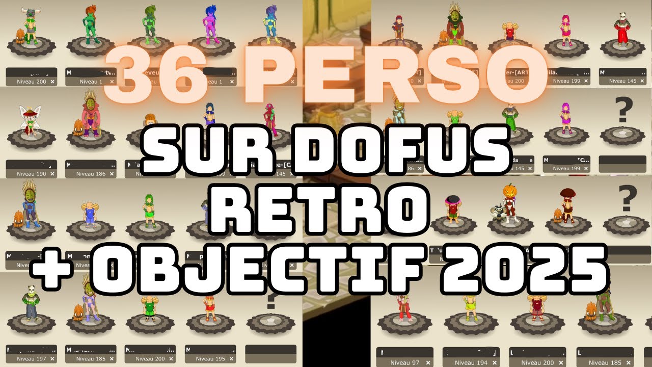 MES 36 PERSOS SUR DOFUS RETRO - STUFF ET LVL + PROJET TEAM CAC POUR 2025 - FARM 360M KAMAS