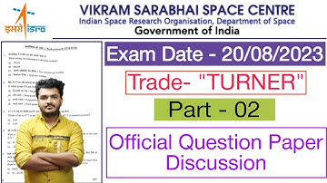 ISRO Vssc Turner Question Paper 2023 Analysis | ISRO Vssc Turner Exam Paper 2023 Discussion #isro