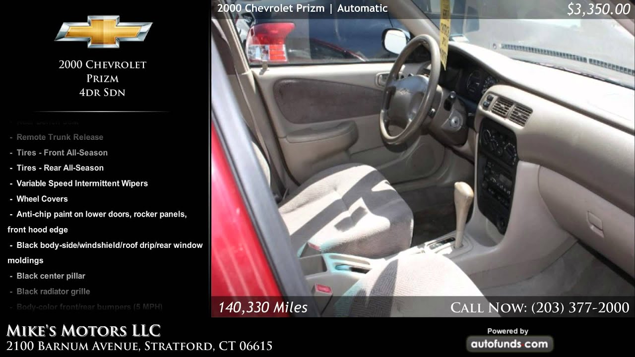 Used 2000 Chevrolet Prizm Mike's Motors LLC, Stratford, CT SOLD