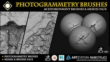 40 SCANNED VDM ENVIRONMENT PHOTOGRAMMETRY BRUSHES - ZBRUSH 4R8+ / MUDBOX / BLENDER