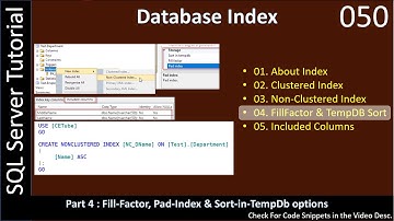 Index | Part 4 - FILLFACTOR, Pad Index & SORT In TempDB | SSMS TSQL Tutorial #50