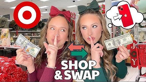 $100 CHRISTMAS TARGET SHOP & SWAP GIFT CHALLENGE (KAYLA VS KALLI) ❤️💚