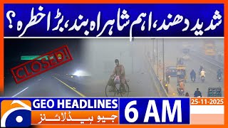 Severe Fog Alert Motorway M-1 Closed Headlines Geo News 6 Am 25 Nov