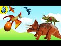 Pterodactyl steals triceratops egg | Skyheart&#39;s dinosaur toys for kids battle jurassic world mattel