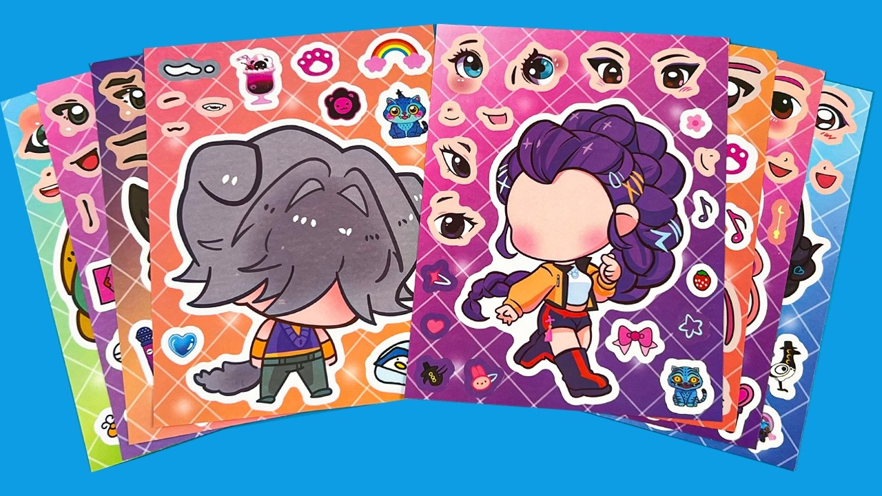 76 Minutes Satisfying💖Decorate with Sticker Book HUNTRIX CHIBI KPOP DEMON HUNTERS🌈Unicorn Paper