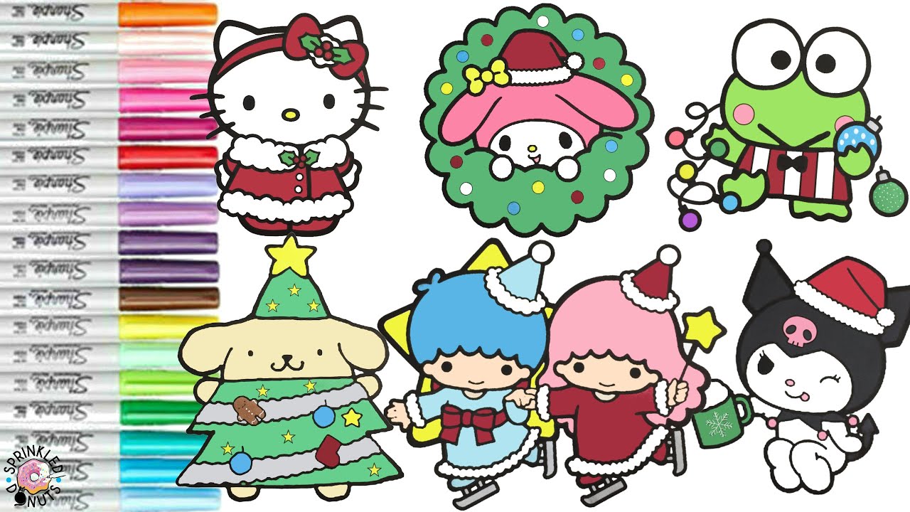 Sanrio Hello Kitty Christmas Coloring Book Compilation Pompompurin Twin Stars Keroppi Kuromi Melody