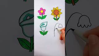 Menggambar mudah aneka macam bunga yang cantik #gambaranak #gambaranaksd #menggambaruntukanak