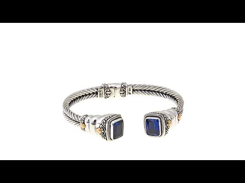 Bali Designs 5ctw Created Blue Sapphire Cuff Bracelet