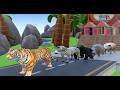 Animal Crossing Fountain With Tiger Pig Hippo Zebra Gorilla  | Who win?  | Zoova 3D