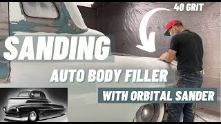 SANDING BODY FILLER WITH DUAL ACTION ORBITAL SANDER