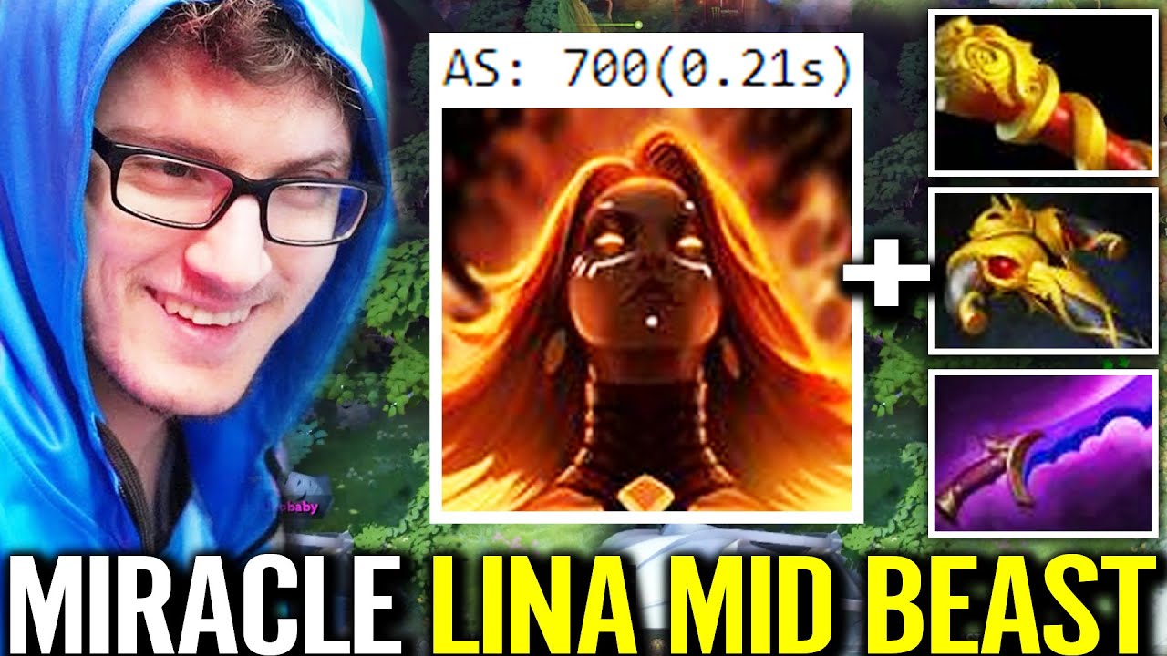 MIRACLE [Lina] Super Mid! WTF Crazy 700 Attack Speed Full Physical Build Guide Dota 2 Pro Gameplay