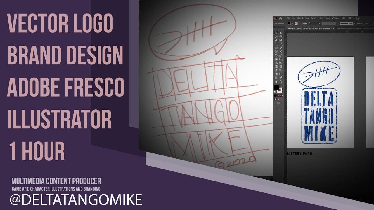 Vector Logo Brand Design Adobe Fresco to Illustrator 1 Hour Exercise