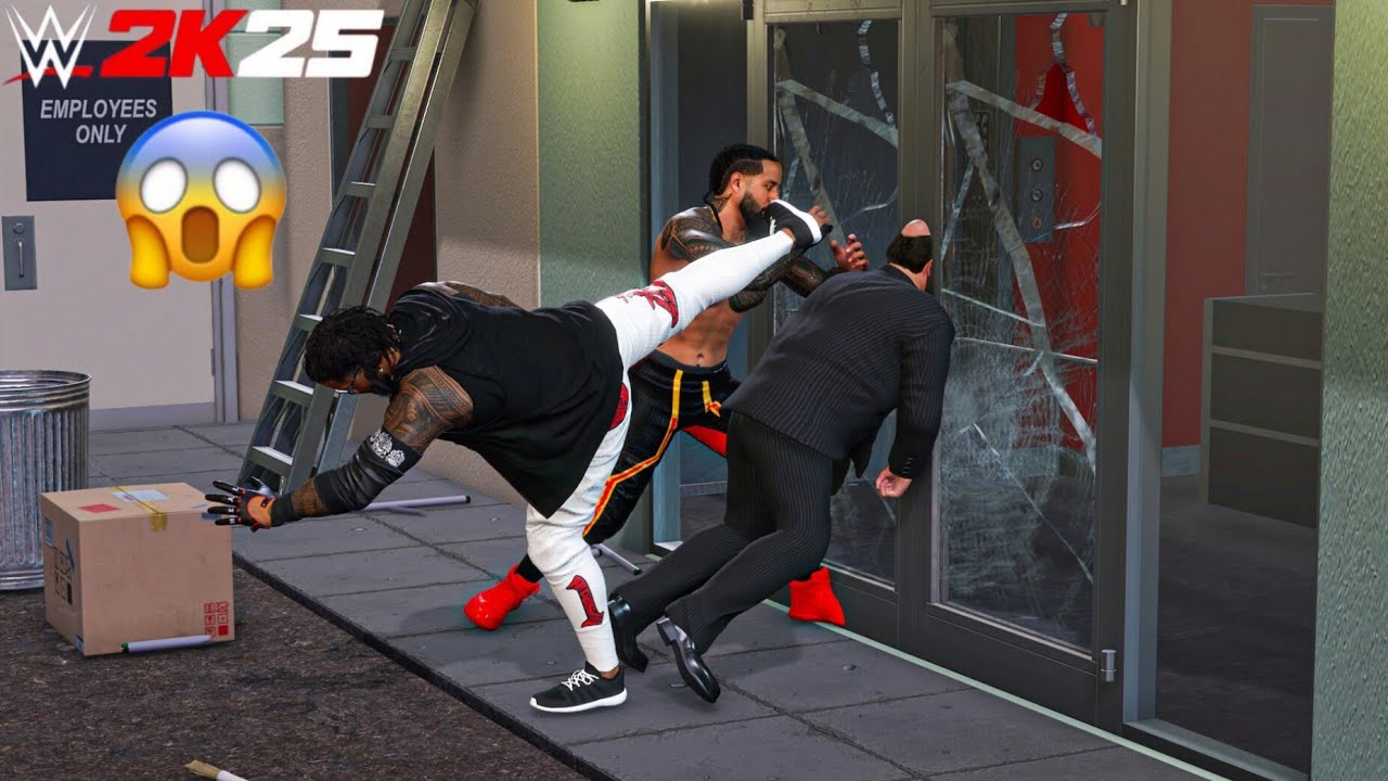 Jey Uso and Jimmy Uso Destroys Paul Heyman at Backstage Brawl | WWE 2K25 Gameplay