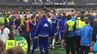 Chelsea vs Tottenham 2 May 2016. Guus Hiddink fell down by Tottenham player