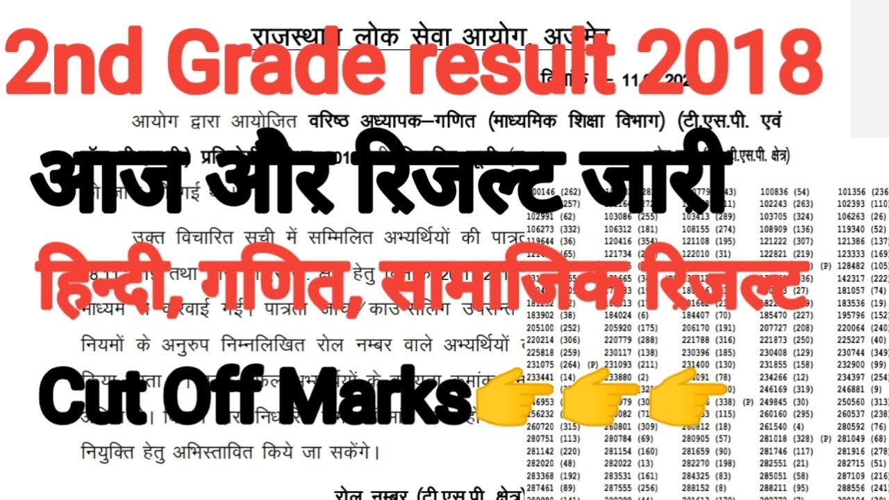 Rpsc 2nd grade result 2018// rpsc 2nd grade result latest news today