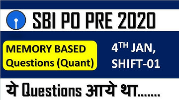 Memory Based Questions Asked In SBI PO Pre 2020 (Shift-01) || SBI PO PRE 2020