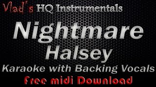 Nightmare Karaoke with Backing Vocals - Halsey * Free Midi DL * Instrumental Lyrics