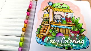 🍍 Color With Me ✨ Cozy Corner by Coco Wyo | Ohuhu Markers & Cozy Summer Vibes 🍹