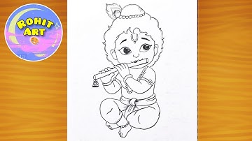 Little Krishna Easy Sketch Drawing | Krishna Ji Drawing Easy | Chitra | Lord Krishna Pencil Drawing