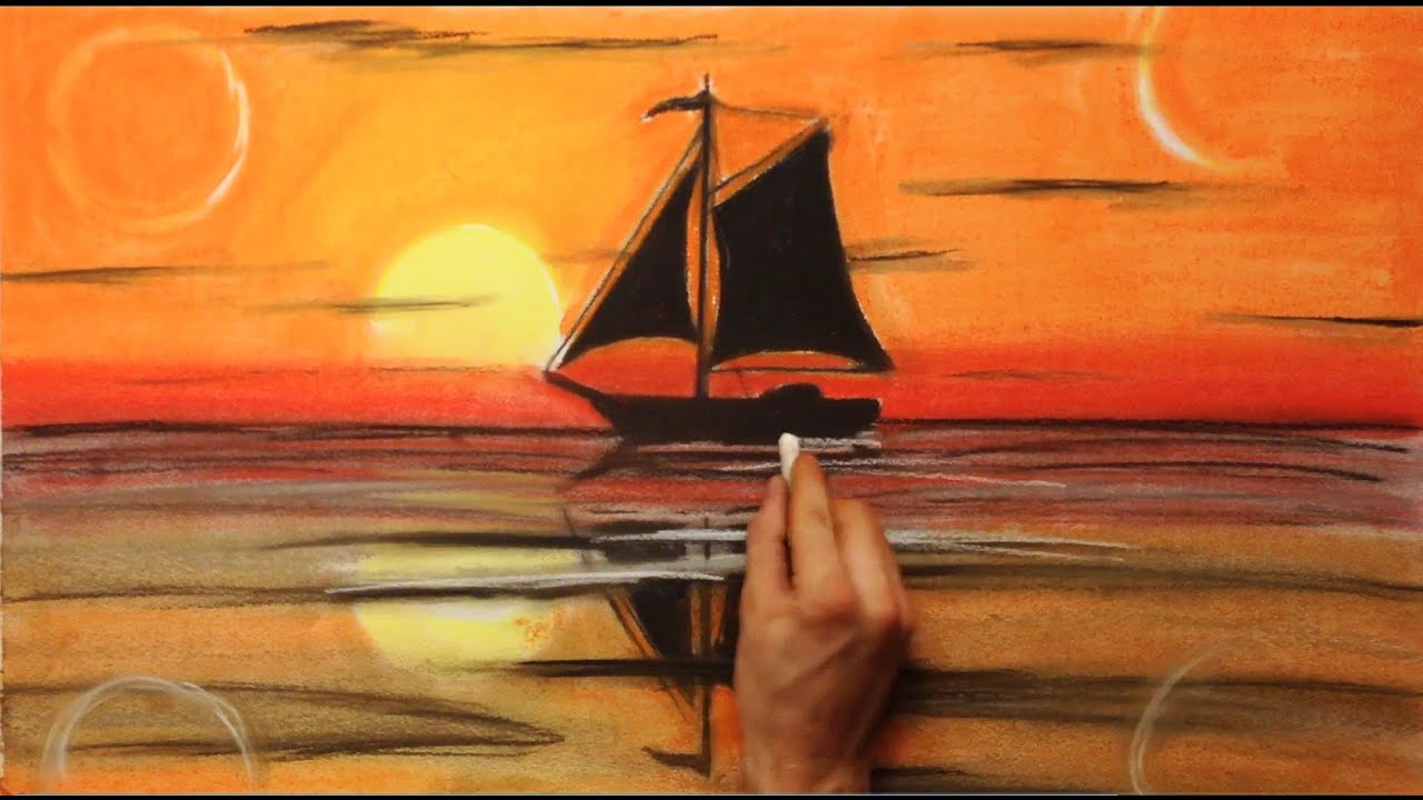 Sunset 1 - Speed Painting Boat Pastel Denis DK - YouTube