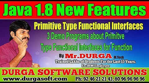 Java 8  ||   3 Demo Programs about Primitve Type Functional Interfaces for Function || By Durga