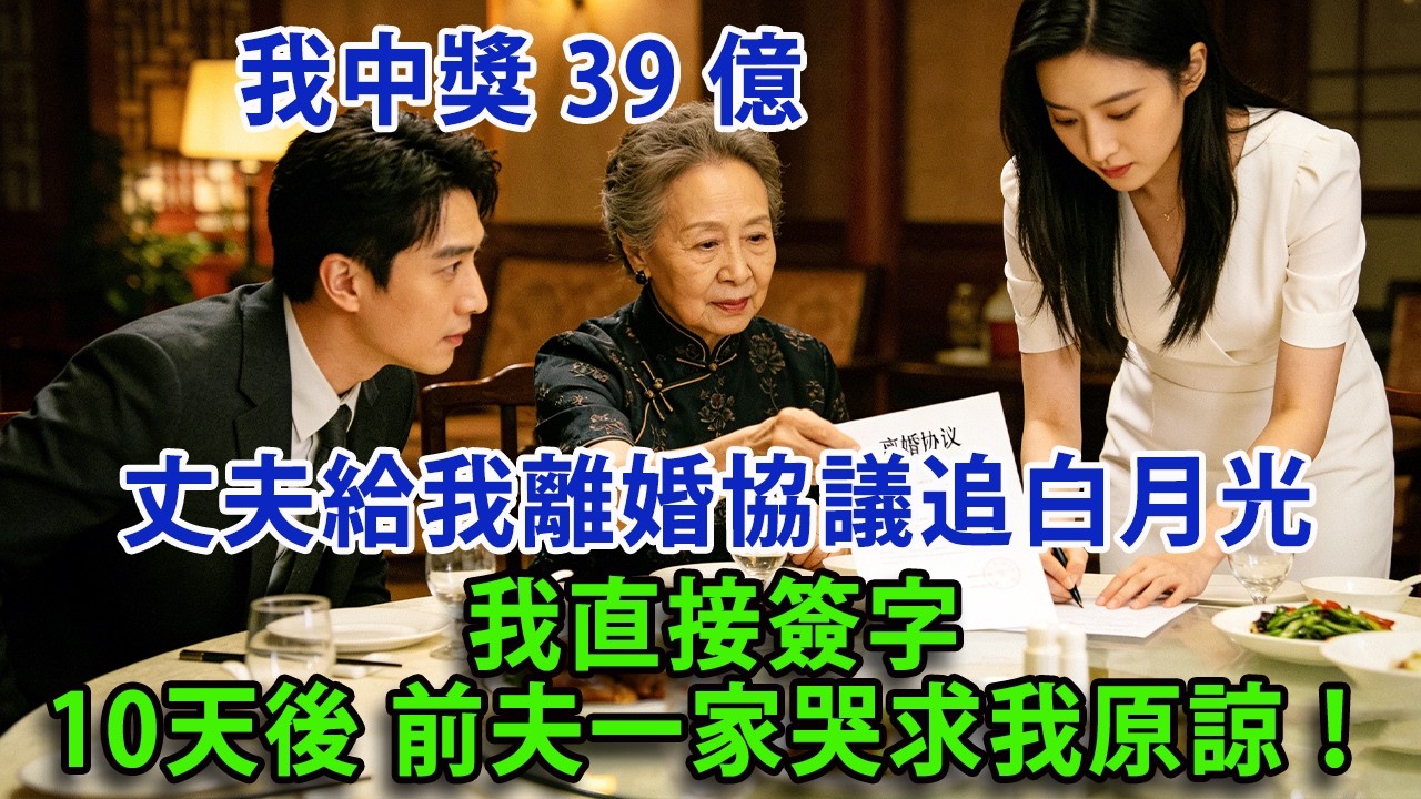 我中獎39億 丈夫卻給我離婚協議追白月光 婆婆打壓我 罵我敗家 我直接簽字 10天後 前夫一家哭著求我原諒！#人生感悟 #健康 #情感故事 #婚姻經營 #老年生活 #家庭 #故事